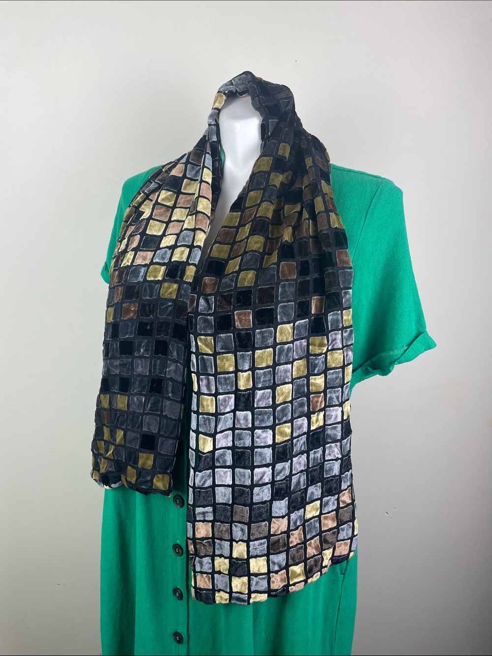 Cejon Multicolor Velvet Plush Square Scarf